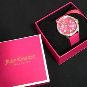 JUICY COUTURE HOT PINK WATCH WITH CRYSTALS!